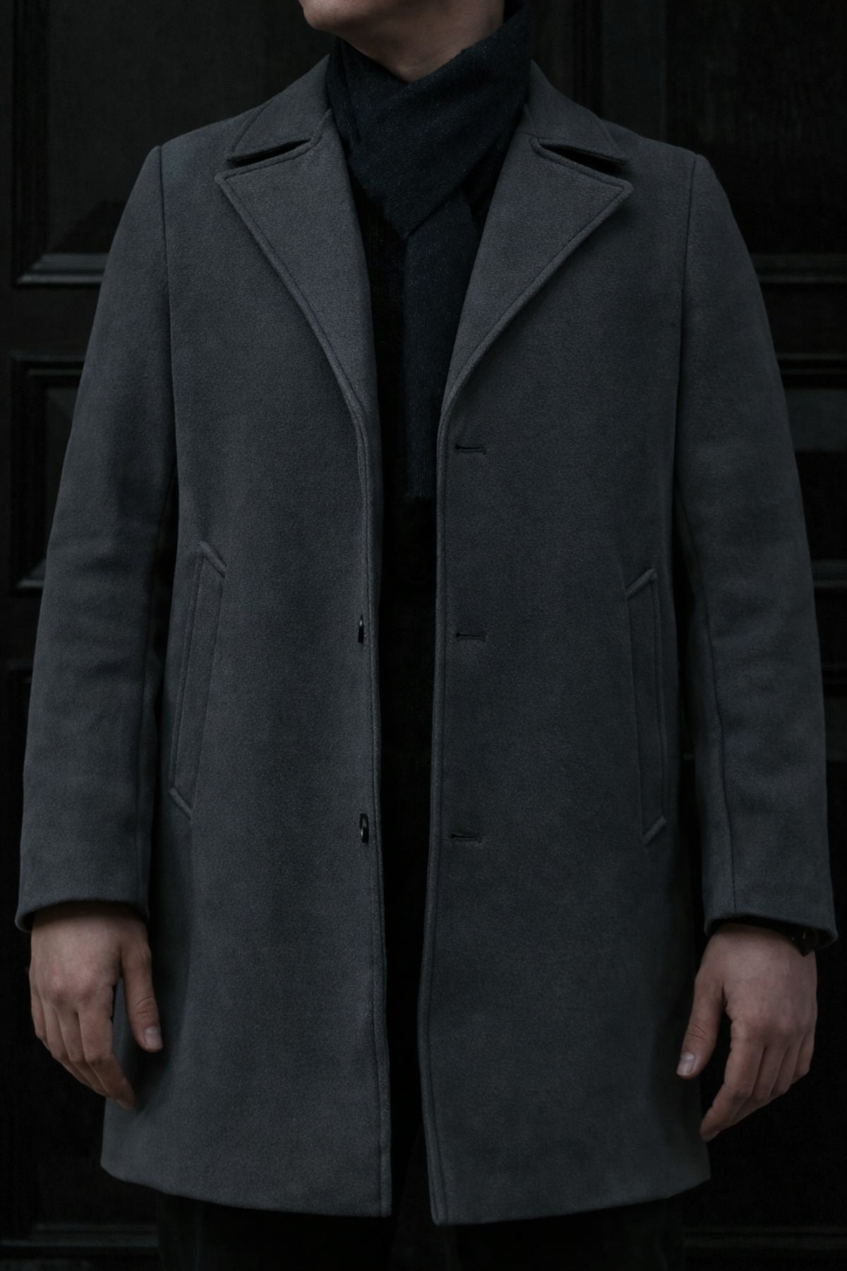 KARADAĞLI  Regular Fit Gri Kruvaze Yaka Kaşe Kaban Palto - Görsel 7