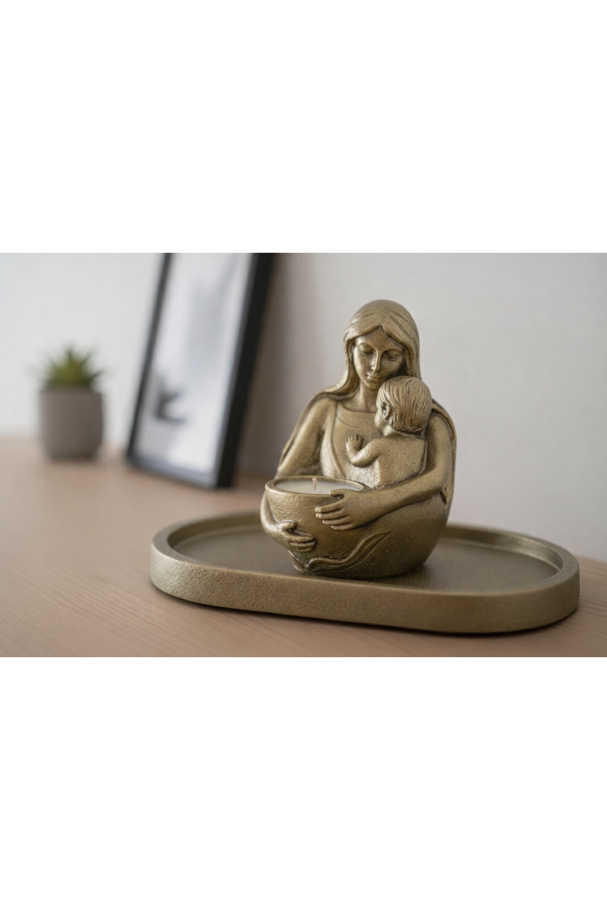 simea products Mom Candle - Tabaklı Anne ve Çocuğu Mum fotoğrafı 2 (önizleme)