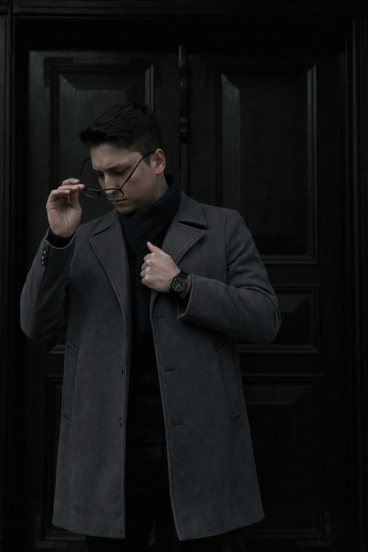 KARADAĞLI  Regular Fit Gri Kruvaze Yaka Kaşe Kaban Palto - Görsel 3