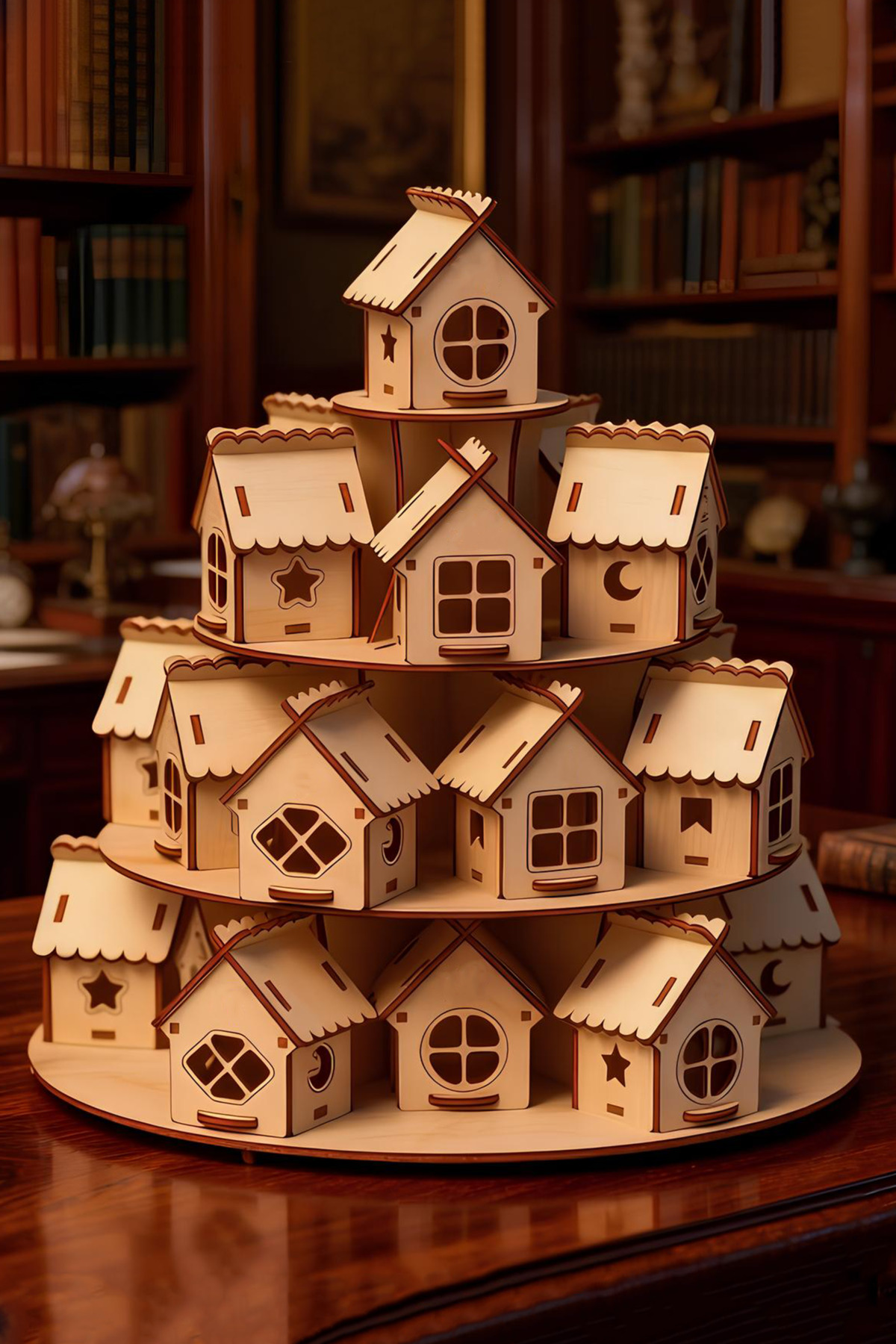 kutuTR 24 Parça Boyanabilir Mini Ahşap Ev Seti – Eğitici Etkinlik ve Dekor Oyunu Maket Ev fotoğrafı 2 (önizleme)