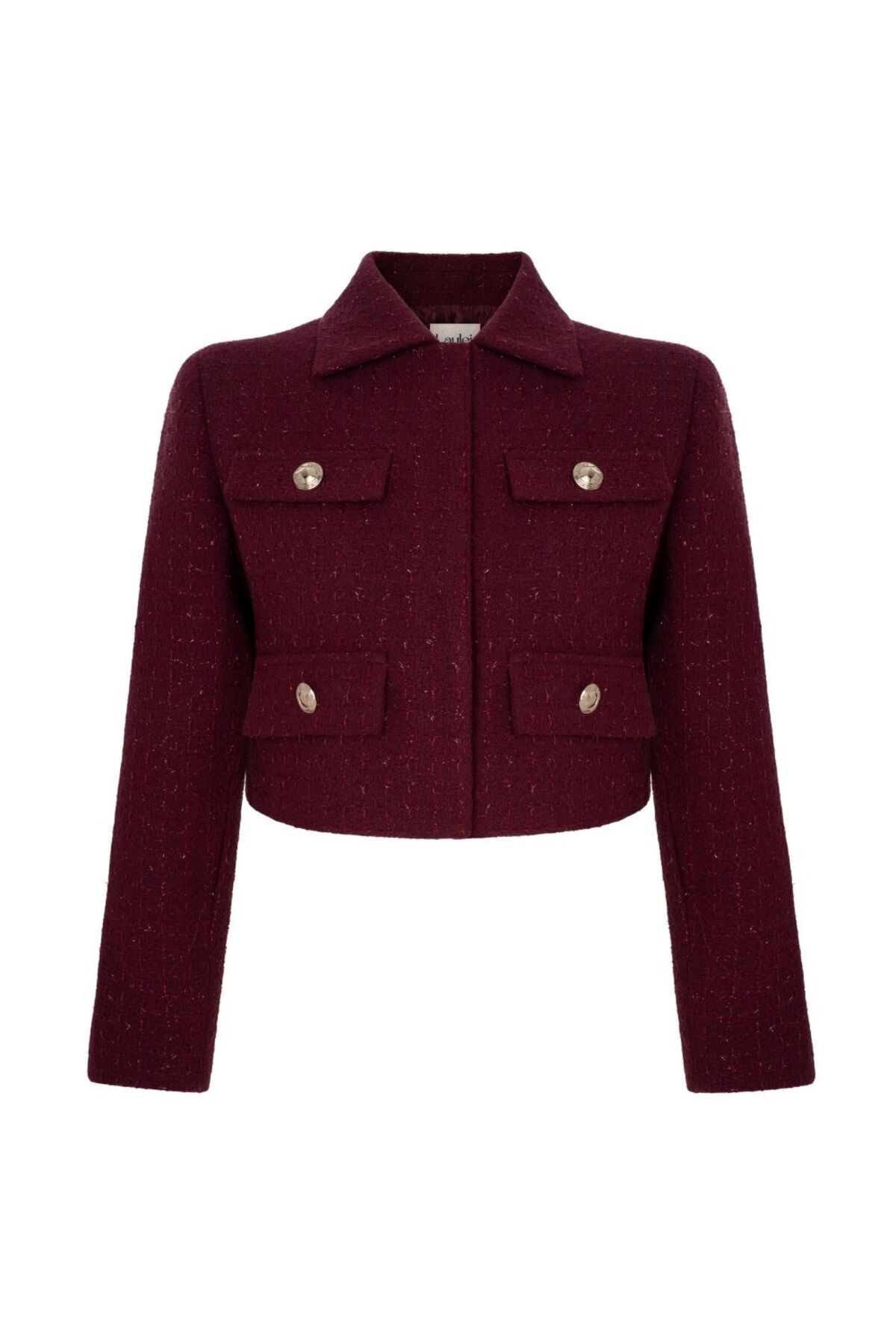 laulei  Klapa Yakalı Tüvit Ceket Bordo - Görsel 2