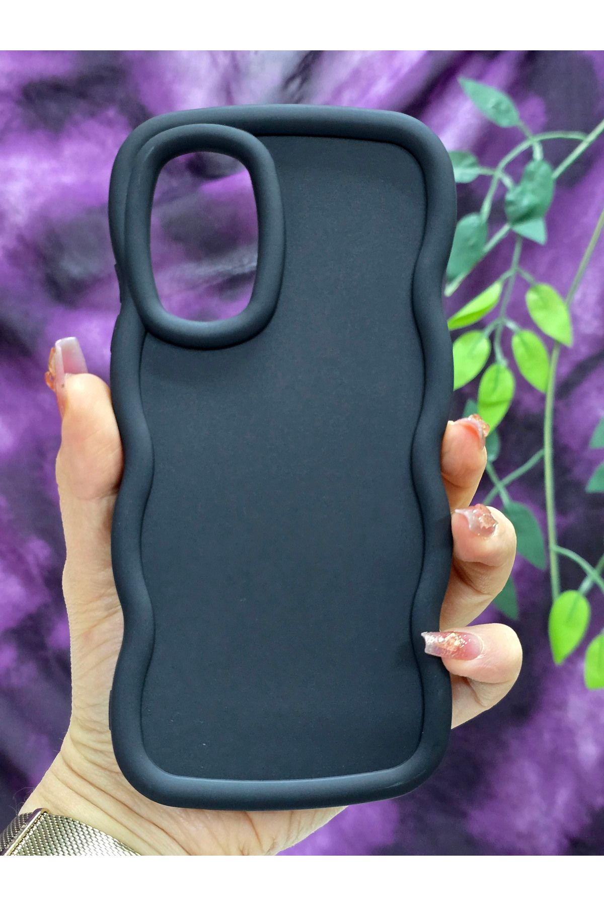 Samsung Galaxy A32 Compatible Soft Textured Wave Edge Matte Black Case