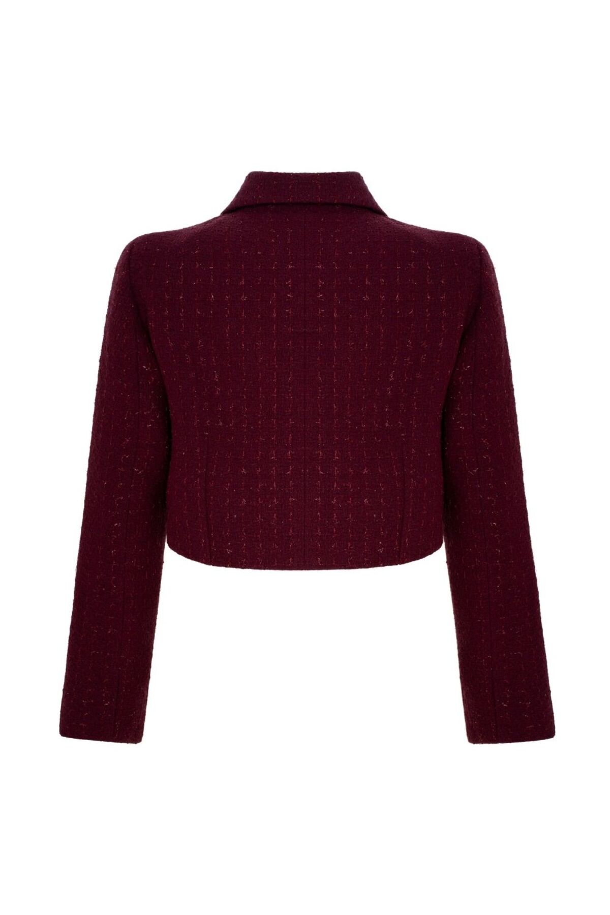 laulei  Klapa Yakalı Tüvit Ceket Bordo - Görsel 3