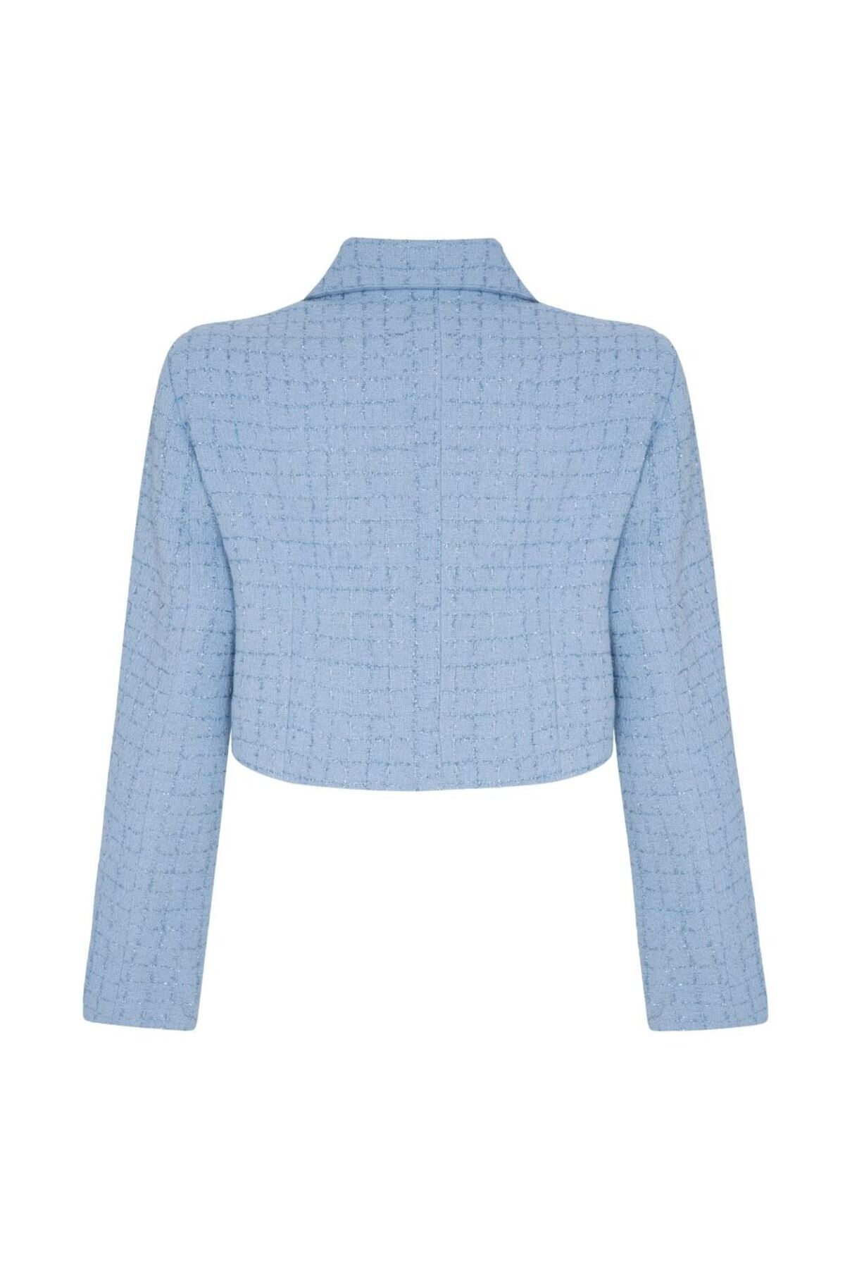 laulei  Klapa Yakalı Tüvit Ceket Açık Mavi - Görsel 3