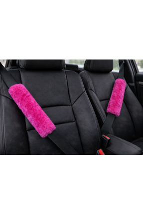 IŞILTI DESİGN Peluş Kemer Pedi Araç İçi Tavşan Tüylü Pembe