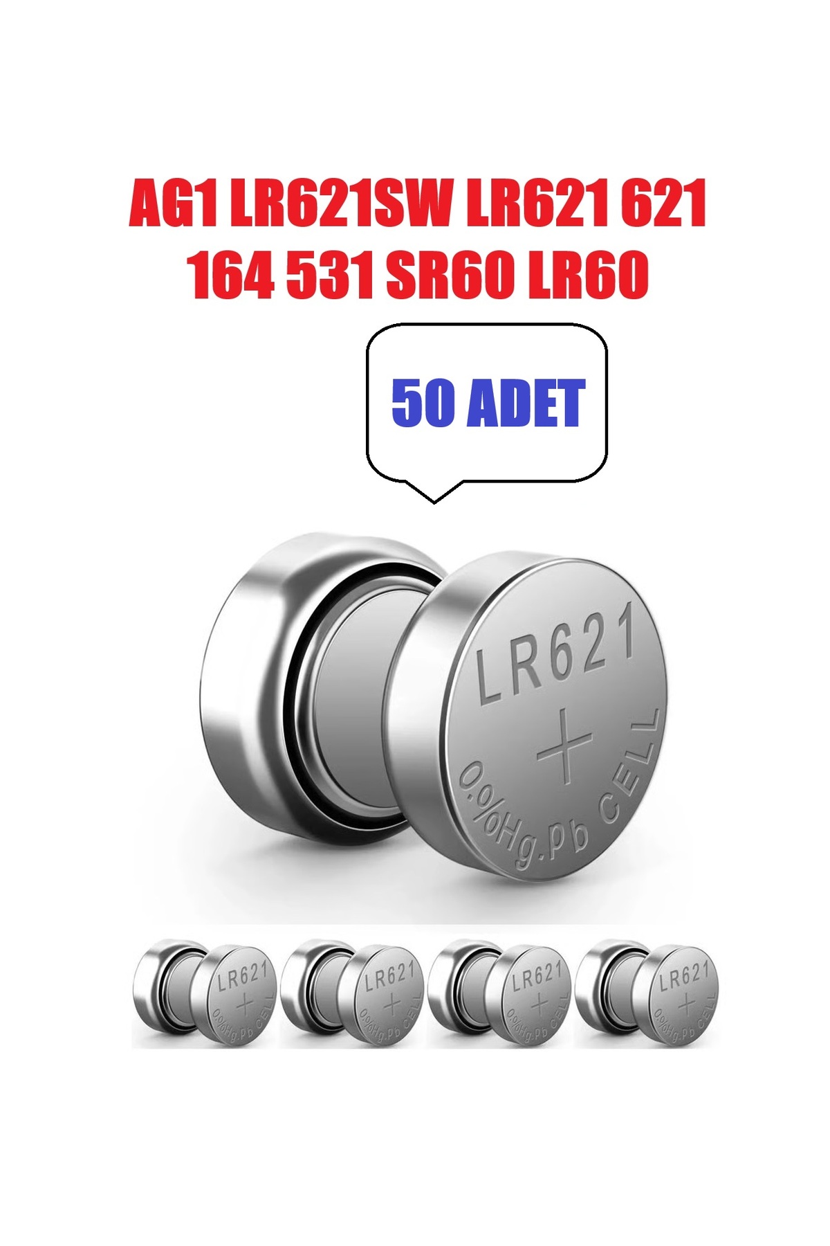 50 Adet AG1 364 LR621SW AG1 LR621 621 164 531 LR60 1.5V Düğme Pil Saat Oyuncak Hesap Makinesi Pili