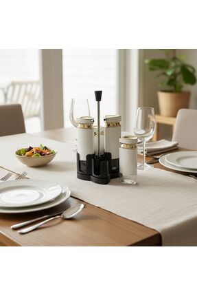 lya luxury 4'lü Yağdanlık&Tuzluk Set-5 Farklı Renk Seçeneği-Gold Detaylı (13-...