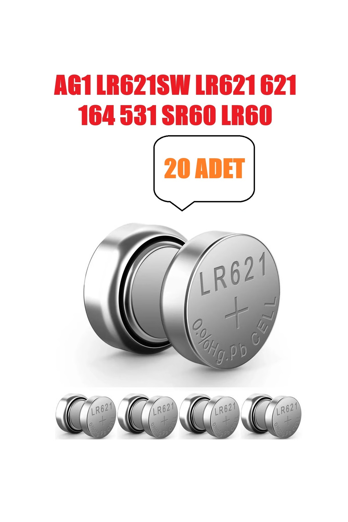 20 Adet AG1 364 LR621SW AG1 LR621 621 164 531 LR60 1.5V Düğme Pil Saat Oyuncak Hesap Makinesi Pili