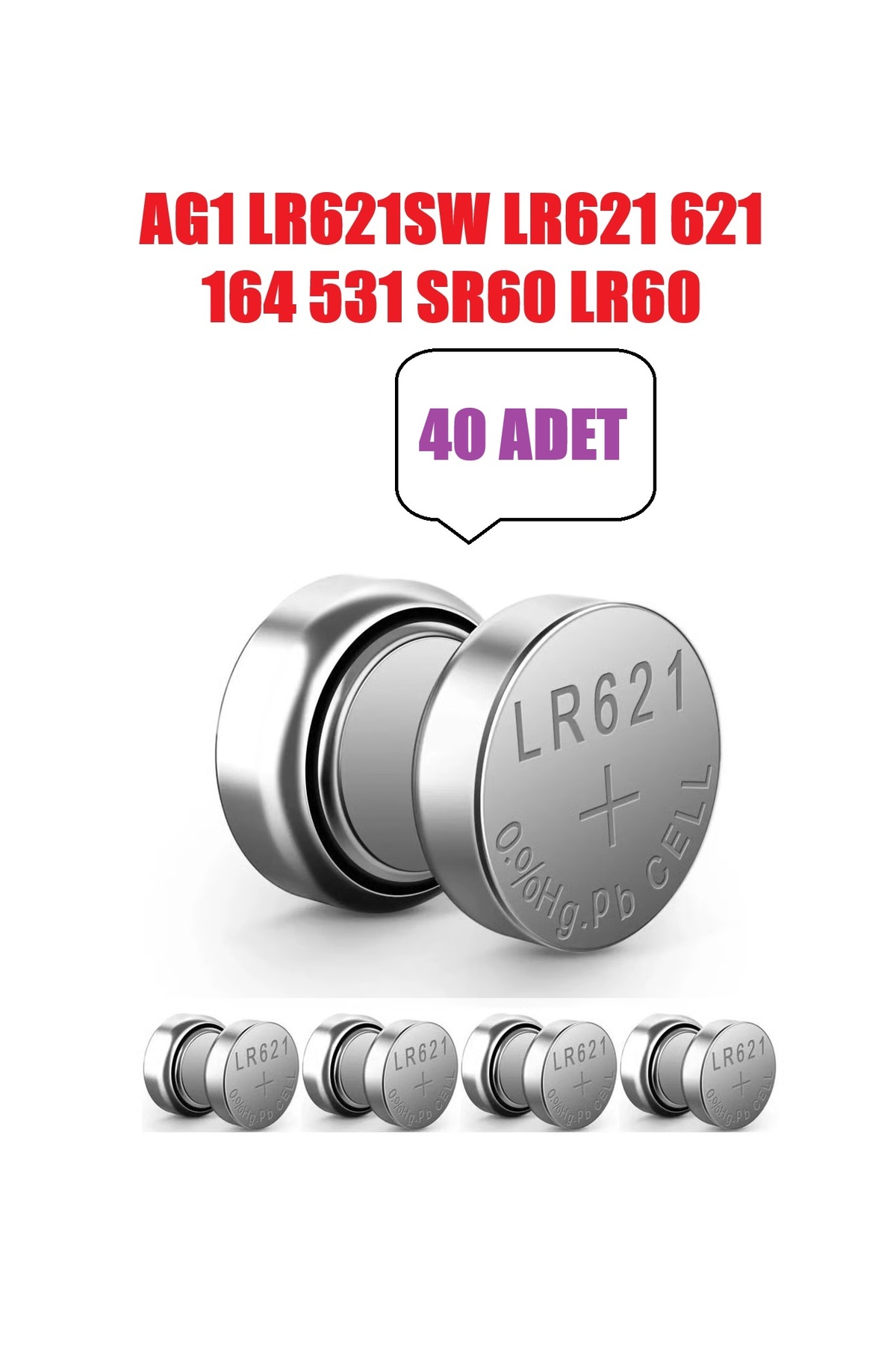 40 Adet AG1 364 LR621SW AG1 LR621 621 164 531 LR60 1.5V Düğme Pil Saat Oyuncak Hesap Makinesi Pili