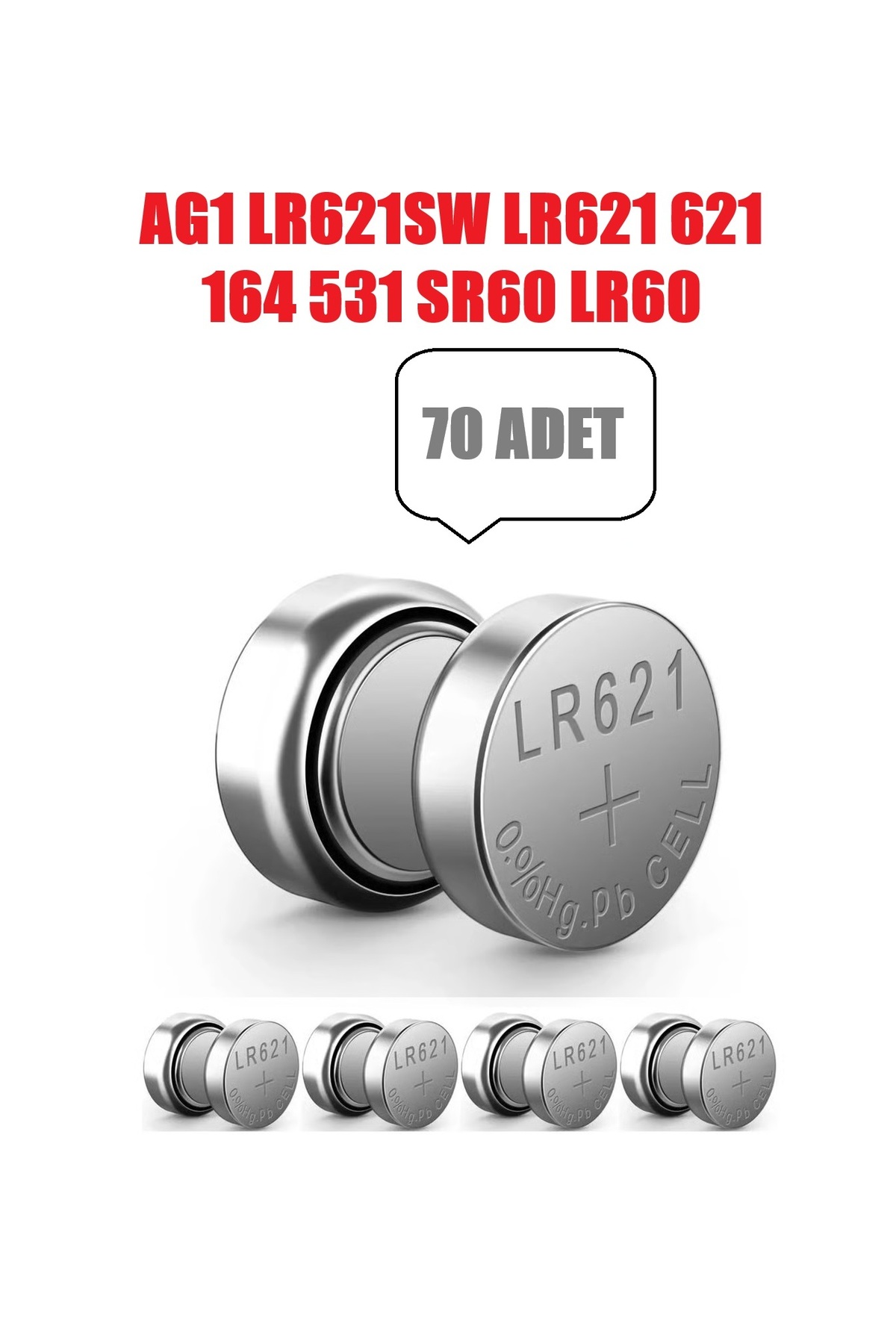 70 Adet AG1 364 LR621SW AG1 LR621 621 164 531 LR60 1.5V Düğme Pil Saat Oyuncak Hesap Makinesi Pili