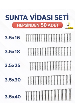 İpekbağlar STD 250 ADET SUNTA VİDA SETİ 3,5x16/3,5x18/3,5x25/3,5x30/3,5x40 50...