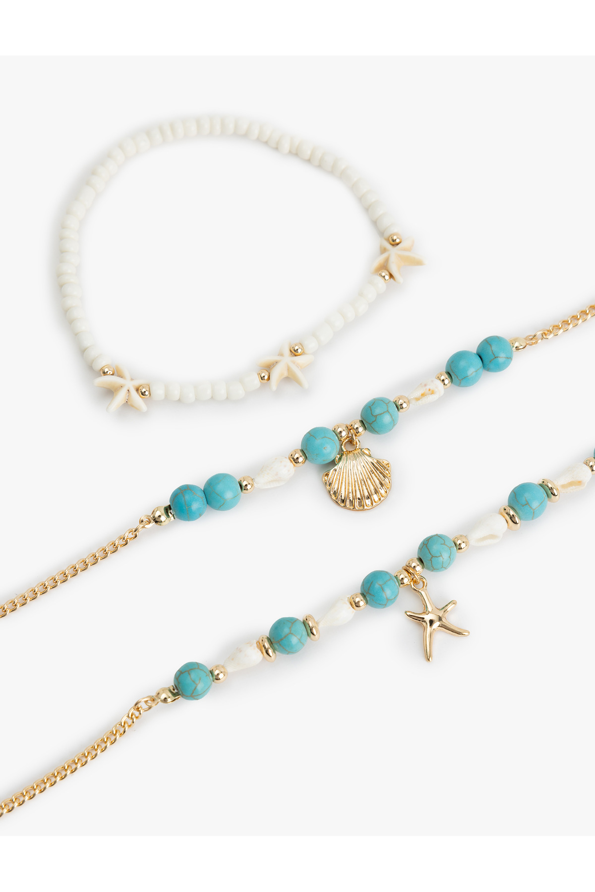 Koton Kadın Deniz Kabuğu Detaylı Boncuklu 3'lü Halhal