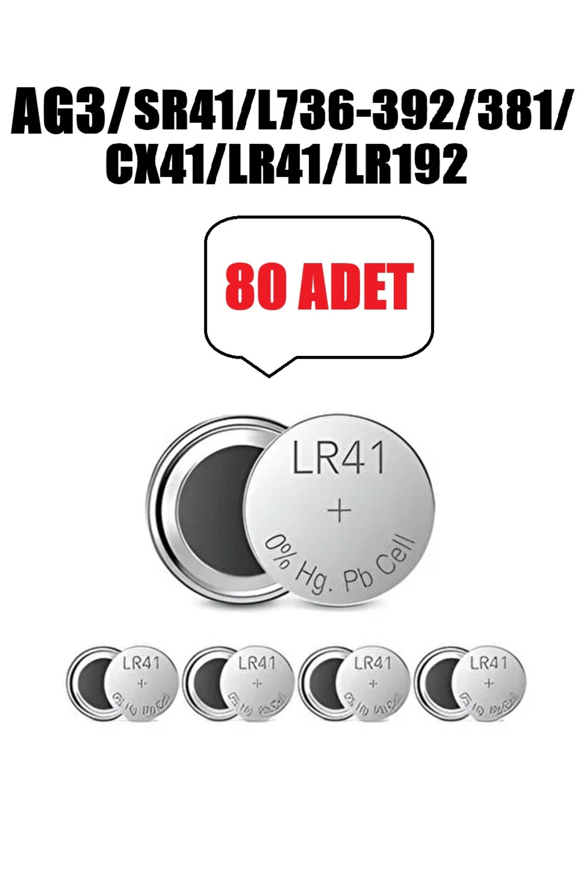 80 Adet AG3 Lr41 392a Sr41 1.5v Düğme Pil Hesap Makinesi/Terazi/Saat/Oyuncak/Garaj Pili Yuvarlak Pil