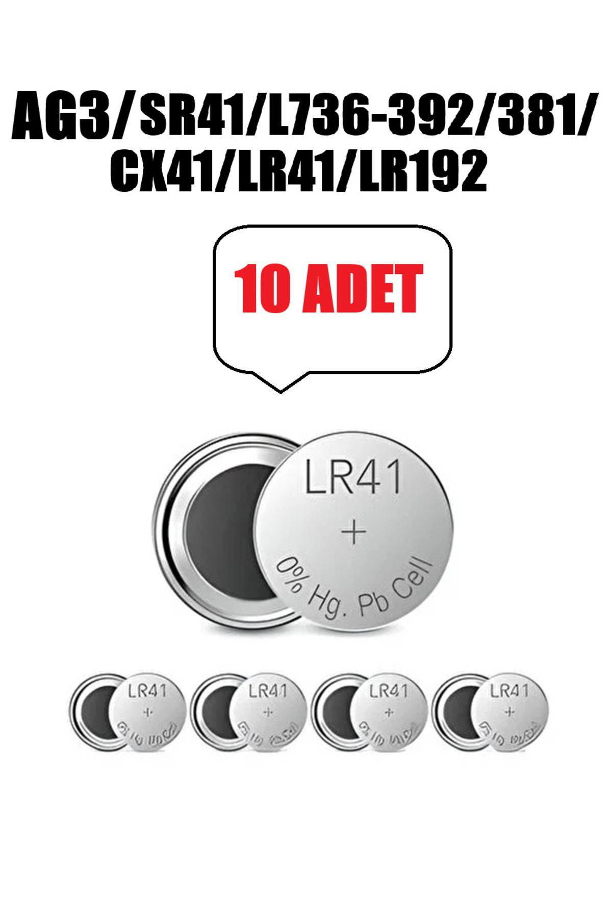 10 Adet AG3 Lr41 392a Sr41 1.5v Düğme Pil Hesap Makinesi/Terazi/Saat/Oyuncak/Garaj Pili Yuvarlak Pil
