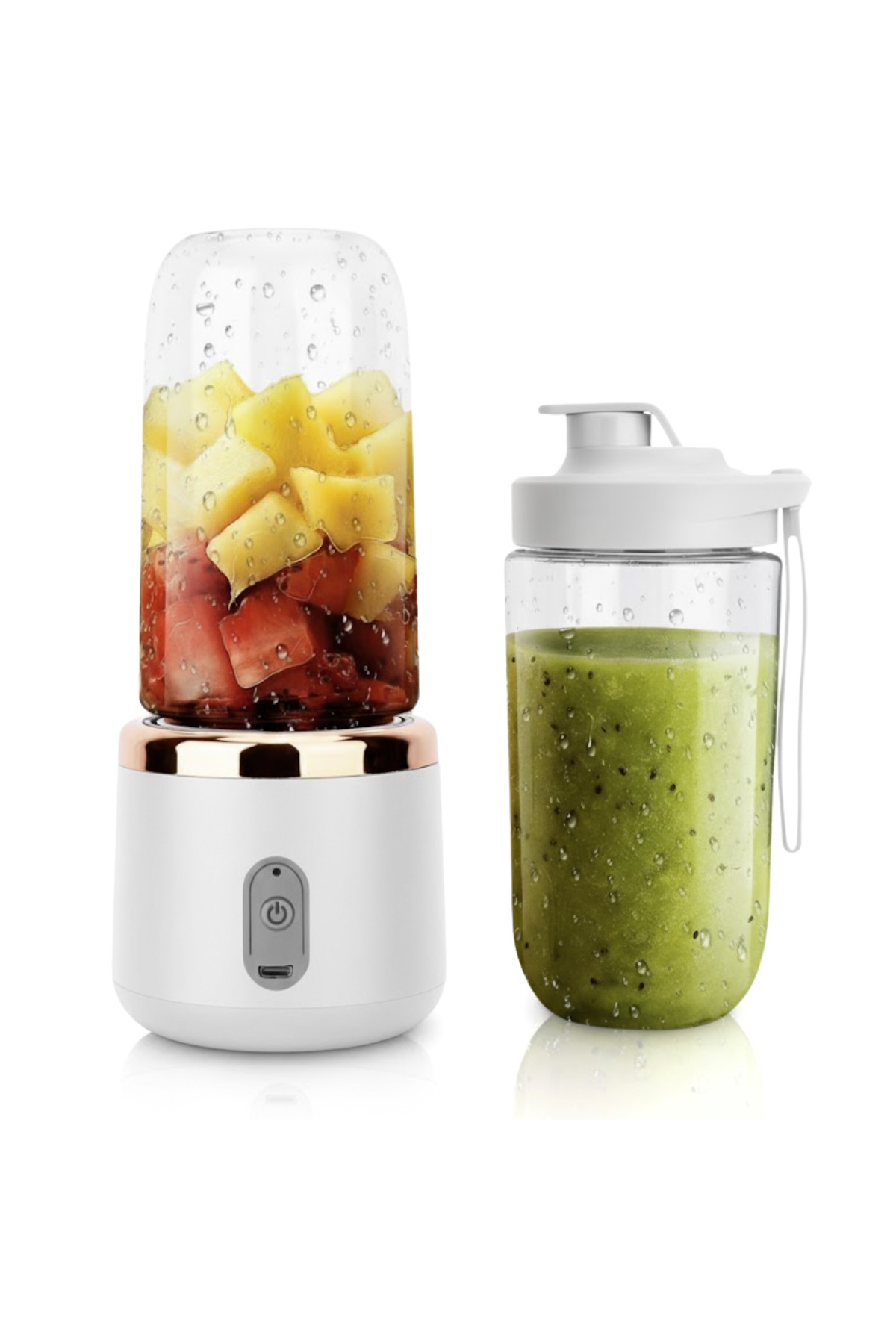 easyCTRL Mini Portable Blender, 2 Containers, 400ml, 6 Blades, USB-C ...