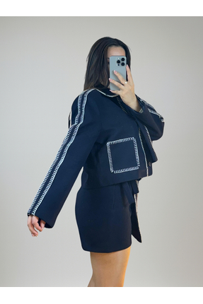 Varacci Lacivert Ceket Etek Takım