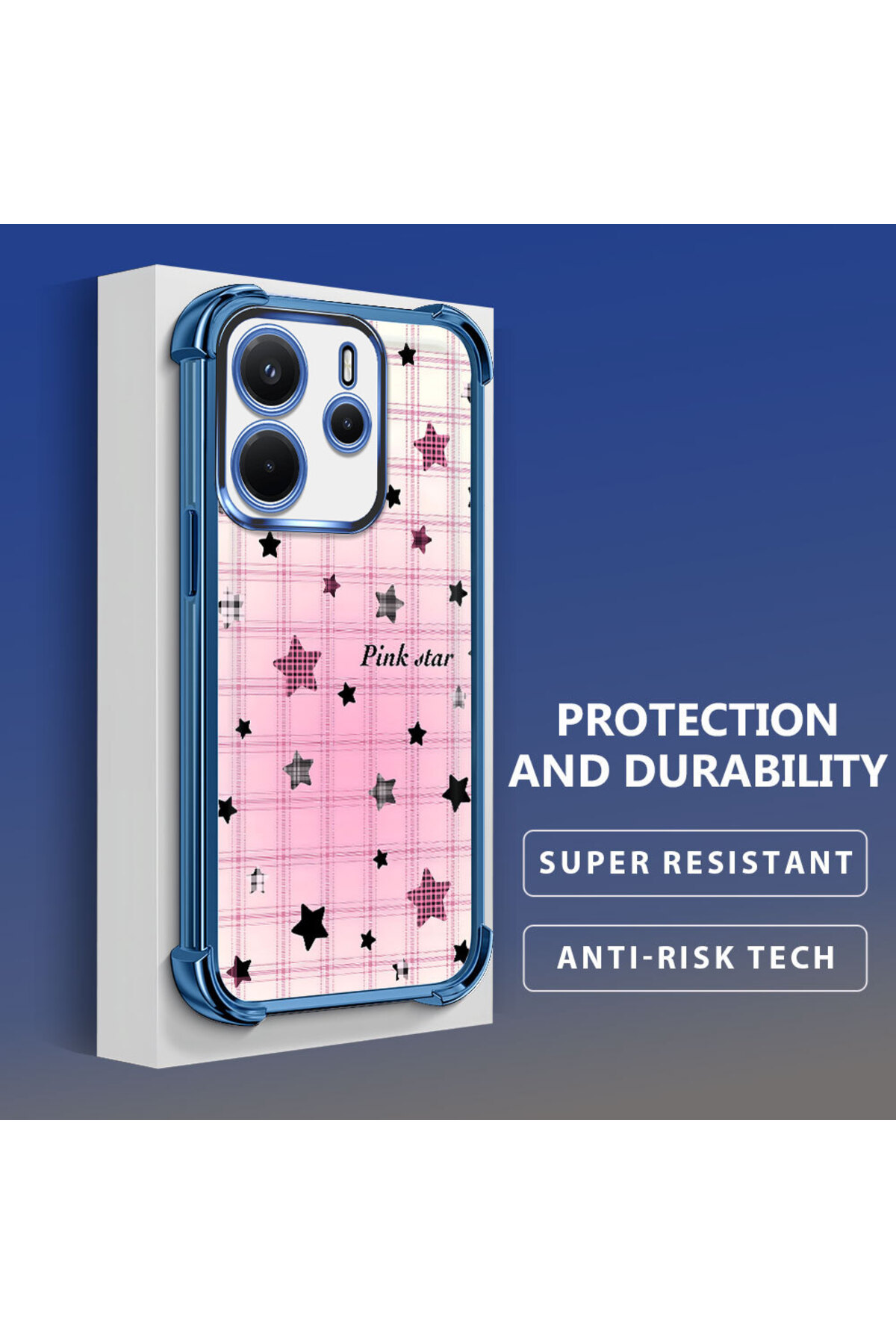 Redmi Note 14 4G Compatible Clear Silicone Color Star Camera Protection Anti-Shock Case