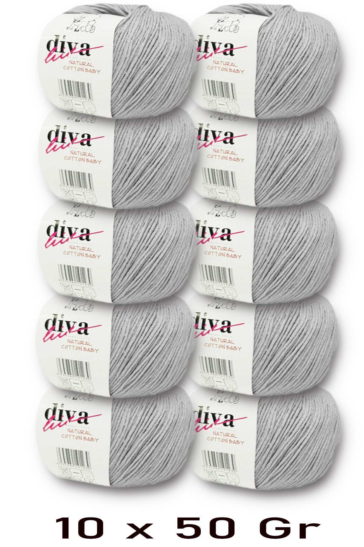 Premium Amigurumi Rope Punch Baby Soft Cotton 500 g (pack of 10) - Light Grey