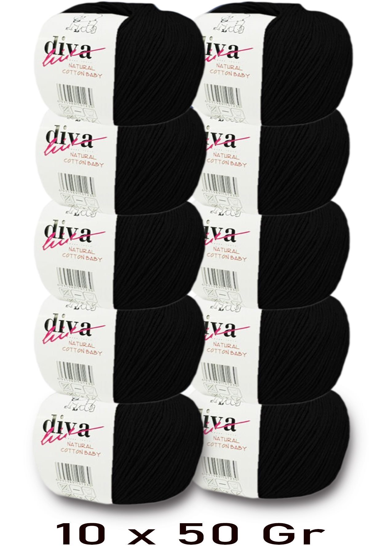 Premium Amigurumi Rope Punch Baby Soft Cotton 500 g (pack of 10) - Black
