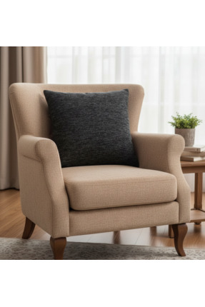 Vera 2'li Düz Antrasit Zamansız Dekoratif Kırlent Kılıfı