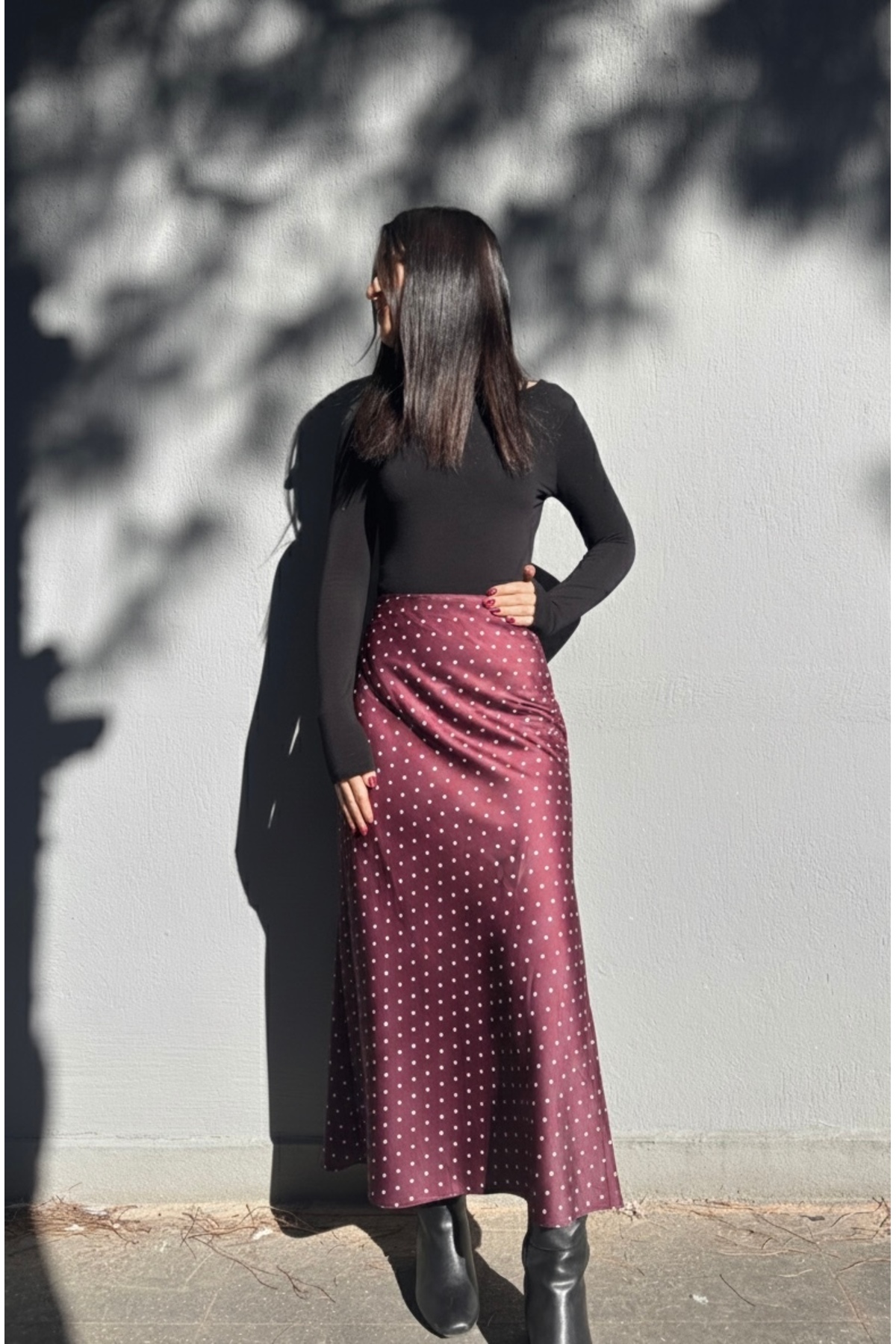 HEY4  Puantiyeli Saten Etek - Görsel 5