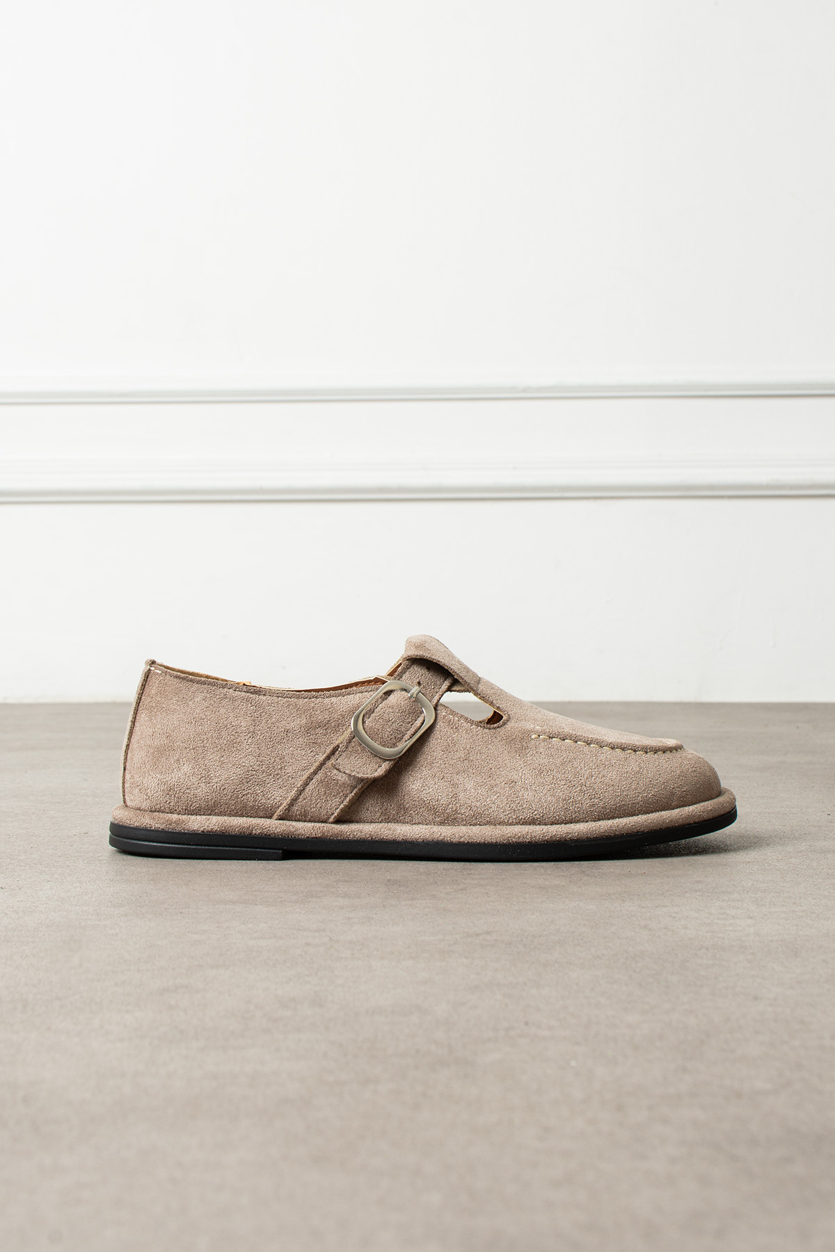 Zintra  Kadın Süet Tokalı Babet Bej Renk Önü Kapalı Günlük Ayakkabı Rahat Konforlu - Görsel 4