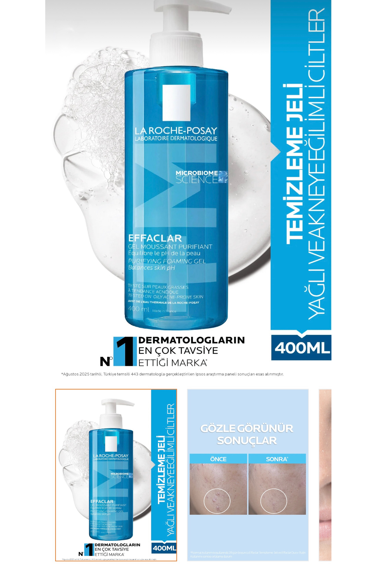 GKBUTİK effaclar Yağlı ve Akneye meyilli ciltler için yüz temizleme jeli 400mlx — TYC54F26B90E47E39685F4300