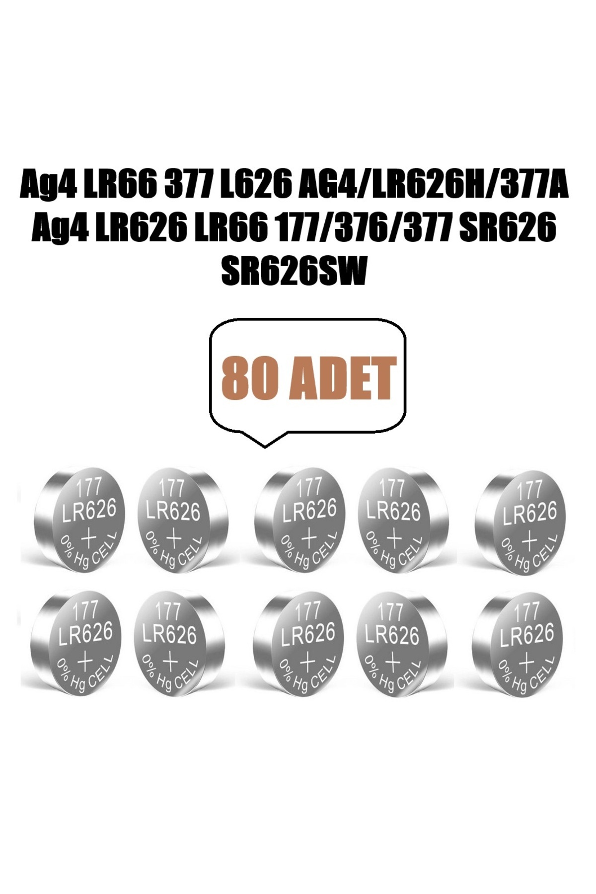 80 Adet AG4 LR66 LR626H/377A 177/376 SR626 SR626SW Düğme Pil Hesap Makinesi/Terazi/Saat/Oyuncak Pili