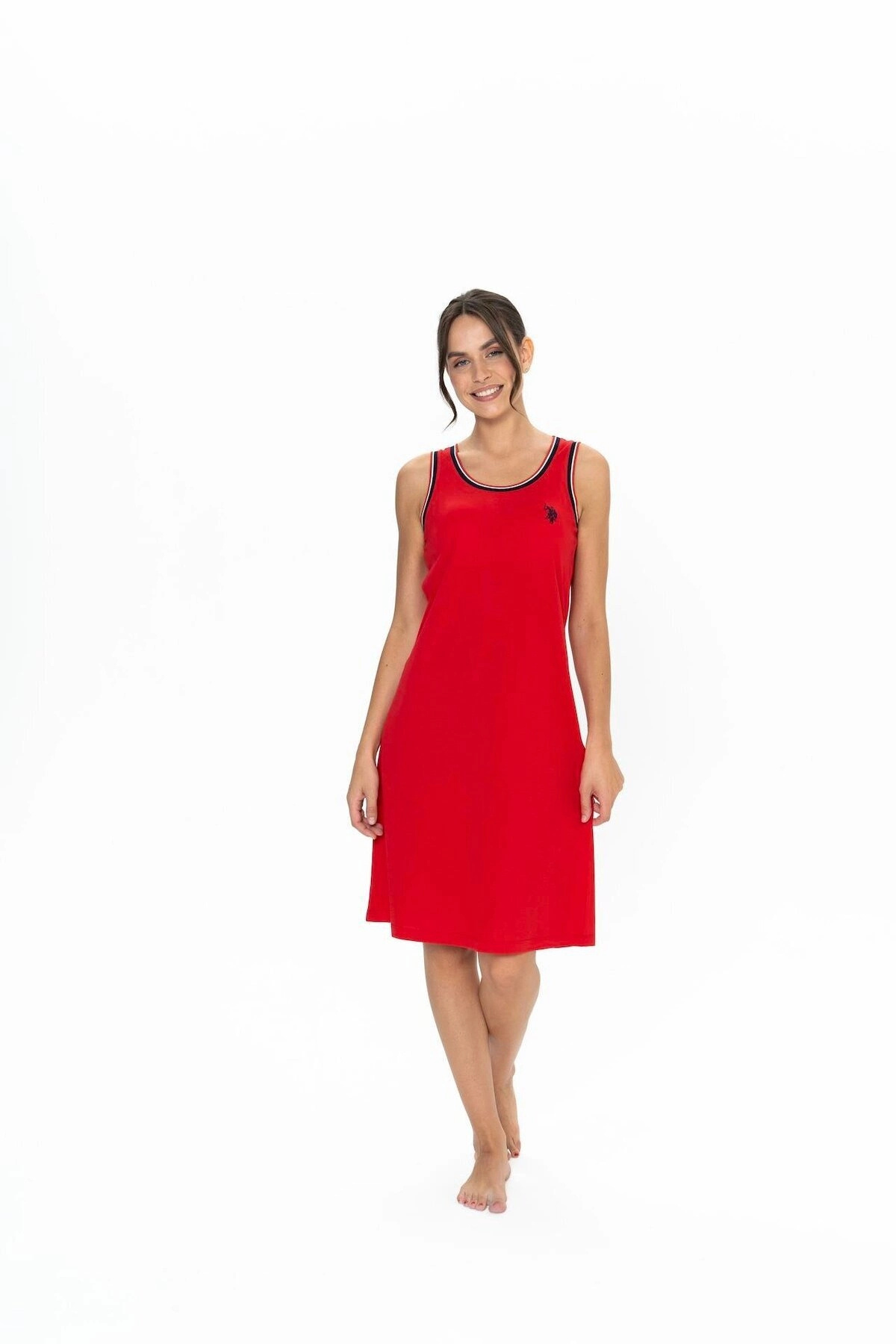 U.S. Polo Assn. Kadın Kolsuz Kırmızı Gecelik 20006
