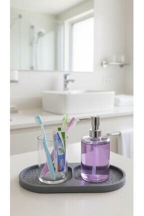 GLOW LUXE Gri Renk Silikon Yağdanlık Altlığı ,Sabunluk Altlığı , Yağdanlık St...