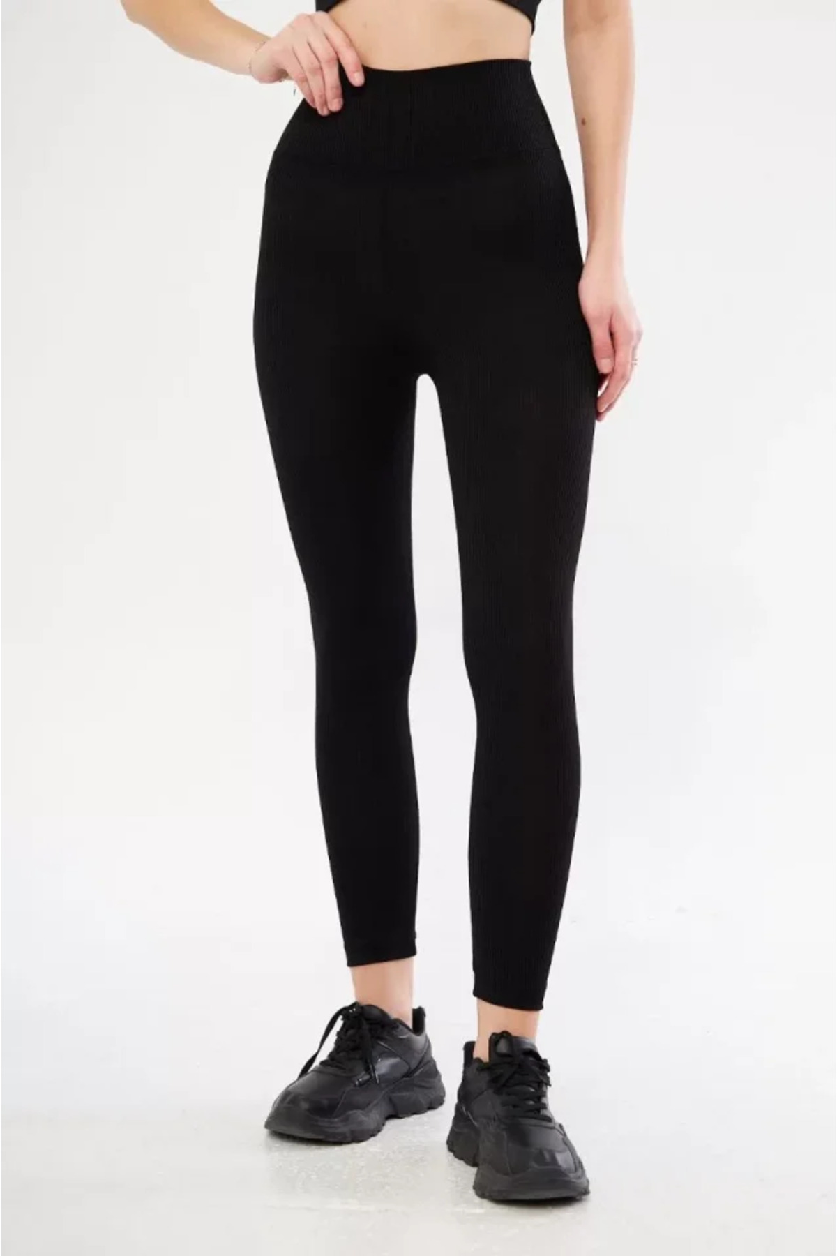 Kanonik Education Yüksek Bel Fitilli Tayt - Siyah