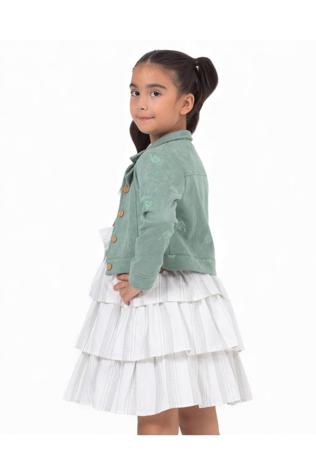 Ege Bebek Kız Çocuk Süet Ceketli, Sıfır Kollu 2-3-4-5-6 Yaş Çizgili Elbise , 2'li Elbise Takımı fotoğrafı 2 (önizleme)