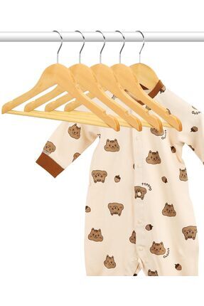 808 Studio 10 Adet Doğal Ahşap Bebek Askısı - Bebek Elbise Askısı & Bebek Kıy...