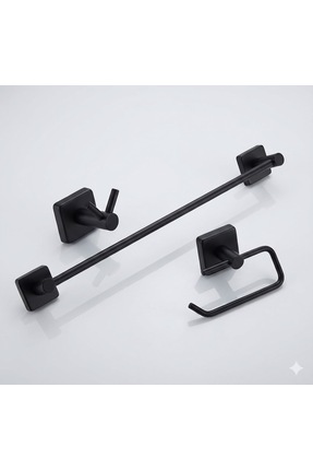 enalburumtr Paslanmaz Çelik Kare Siyah - 2'li Bornoz Askısı / Tuvalet Kağıdı ...