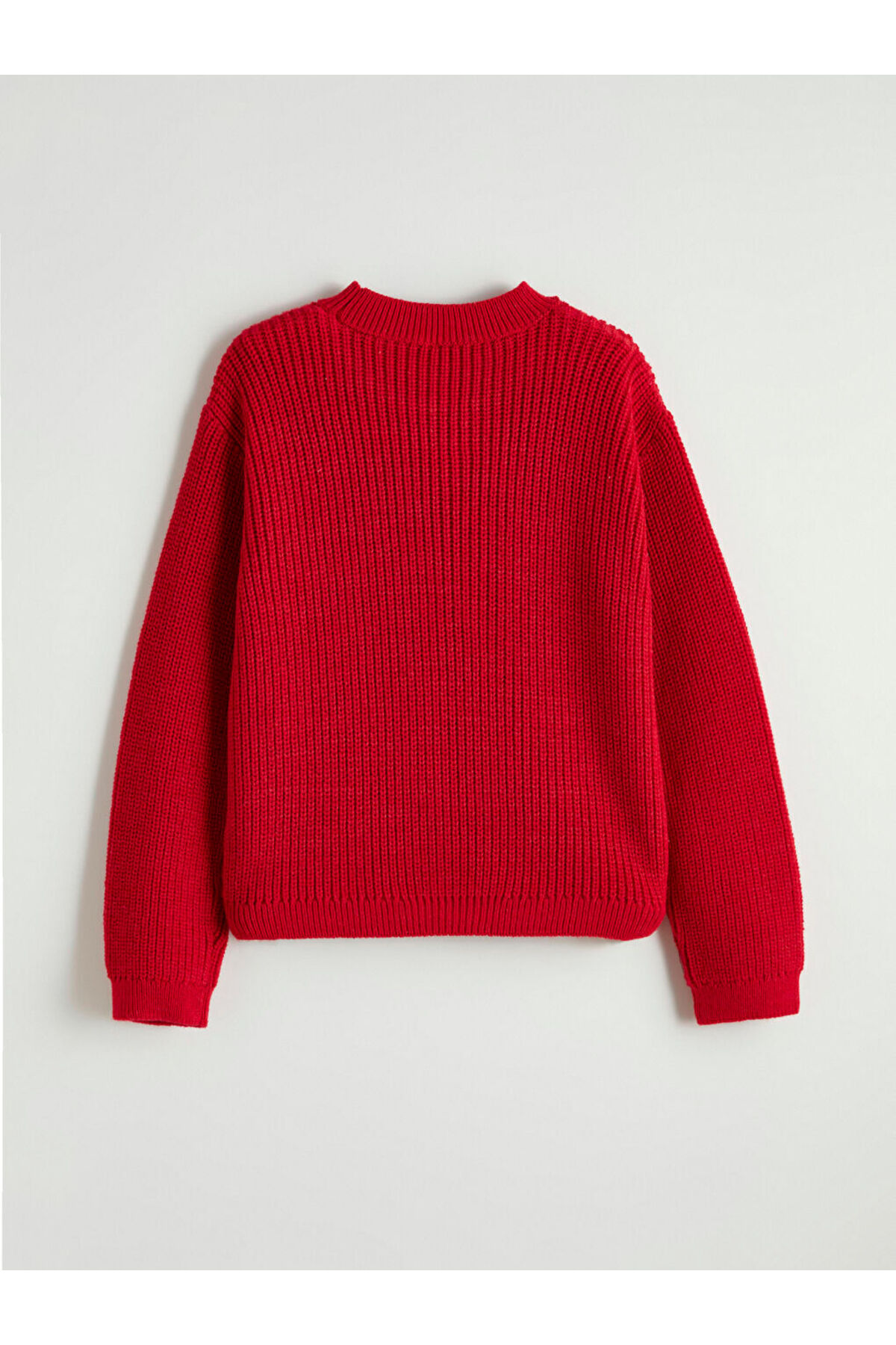 LC Waikiki Kırmızı Bisiklet Yaka Fiyonk Detaylı Kız Çocuk Triko Kazak fotoğrafı 3 (önizleme)