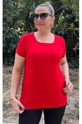 Gülmina Moda Kadın Viskon Kare yaka Rahat Bluz