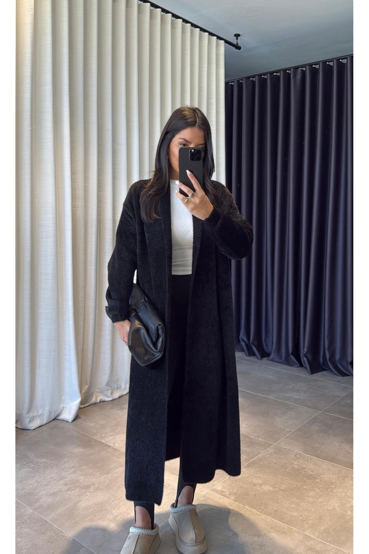 codudem  Sakallı ip örme triko maxi tam boy uzun kışlık hırka - Görsel 2