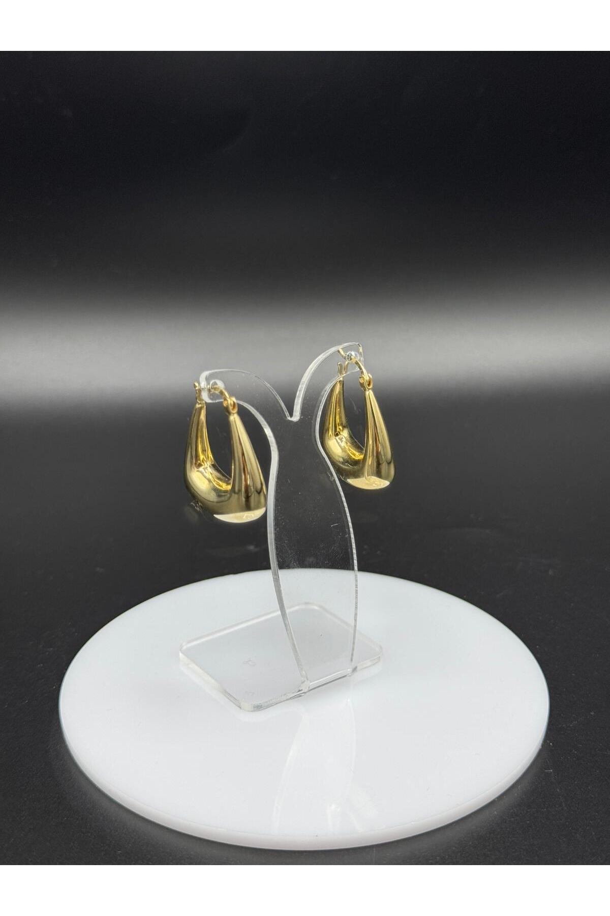 MHCGOLD 14 Ayar Altın Damla Desenli Küpe