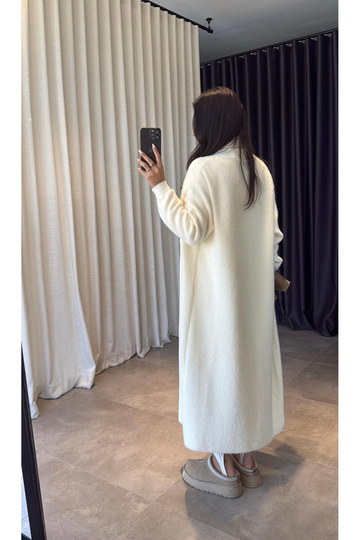 codudem  Sakallı ip örme triko maxi tam boy uzun kışlık hırka - Görsel 3