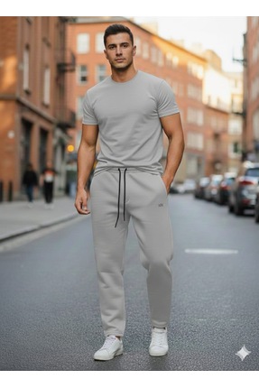 MaratonX Unax standart erkek gri eşofman altı rahat kesim düz paça üç cepli a...