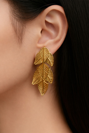 Bybeesjewelry yaprak küpe