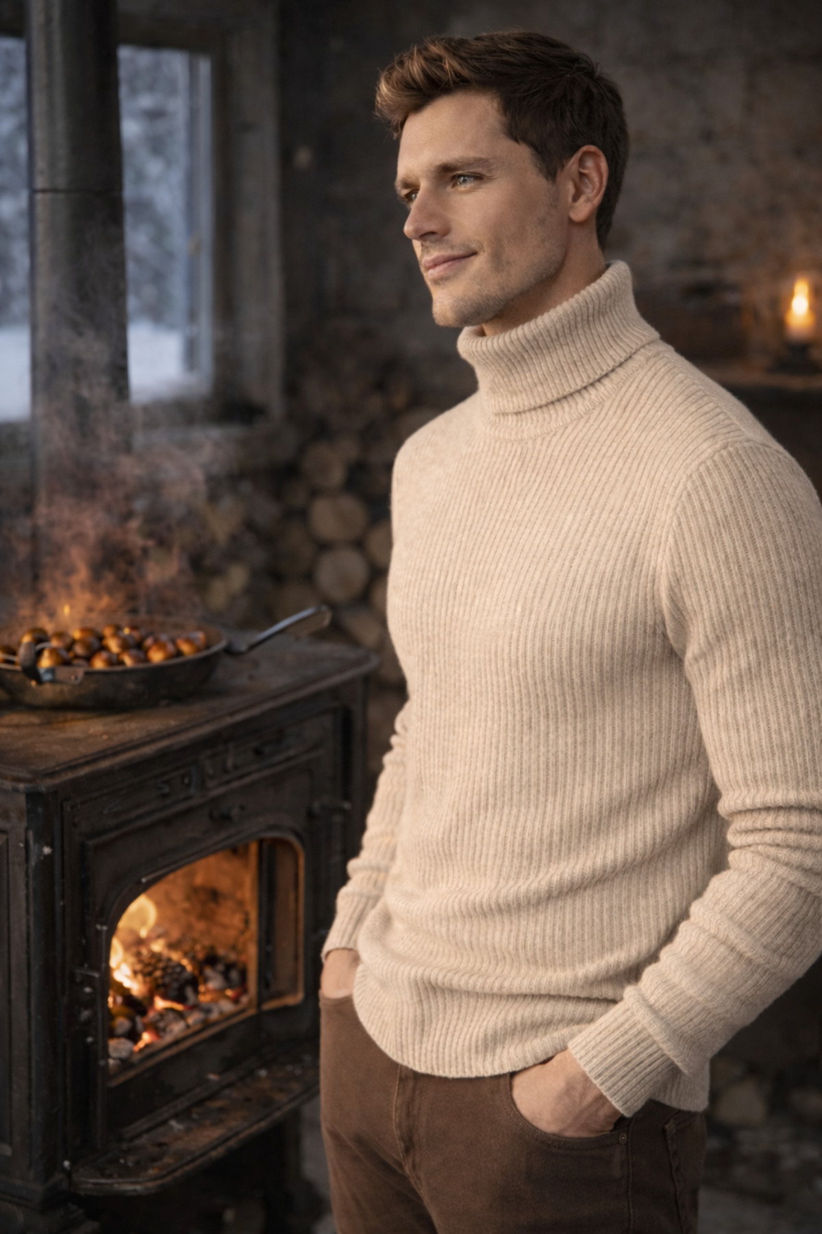 SKYBEAR  Siyah Beyaz Bej 3lü Erkek Kışlık Balıkçı Yaka Triko Kazak Örme Boğazlı Günlük Giyim - Görsel 7