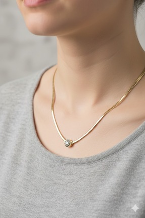 Joie Lüks Akseuar Zirkon Taşlı 14K Kaplama Kadın Gold Kolye