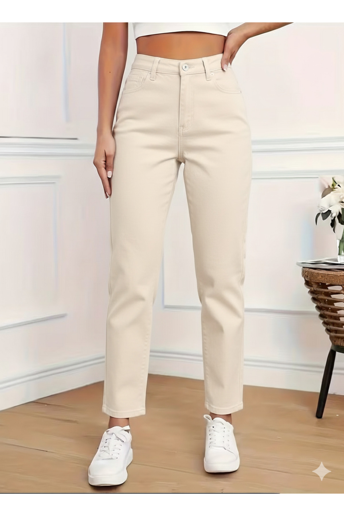 MAKRAS EXCLUSIVE  Astrid Kadın Jeans Boyfriend Mom Jean Yüksek Bel Denim Kot Pantolon