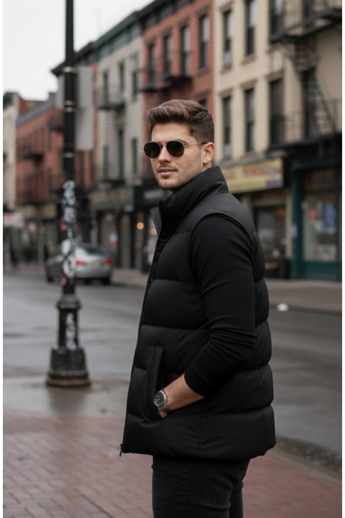 rota 360  Erkek Siyah Şişme Yelek | Regular Fit, Dik Yaka, Fermuarlı, Astarlı, Su ve Rüzgar Geçirmez - Görsel 5