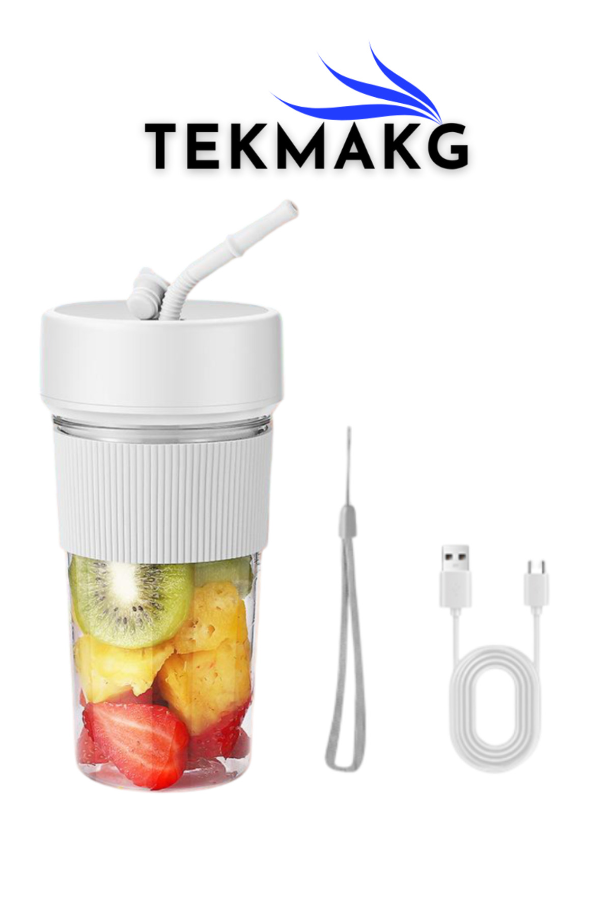 TEKMAKG Taşınabilir Şarjlı Blender | 350 ml | Type-C | 6 Bıçaklı | Kablosuz Mini Smoothie Blender