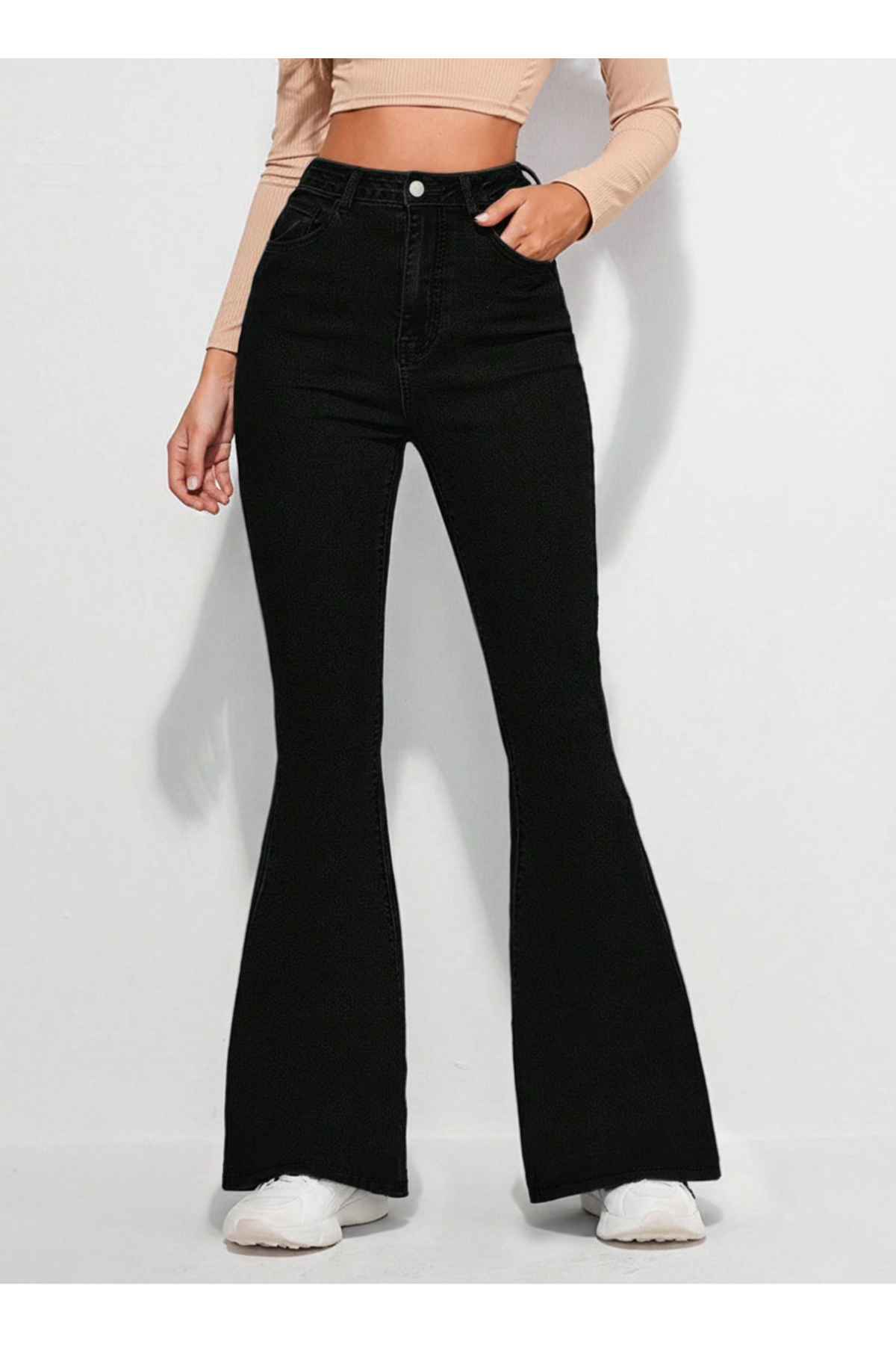 By Caspita Fashion Дамски дънки с висока талия, изработени от супер еластичен...