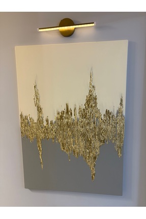 Store BesArt - Rölyef dokulu orta kısmı kabartmalı Modern Lüks gold Tablo - ç...