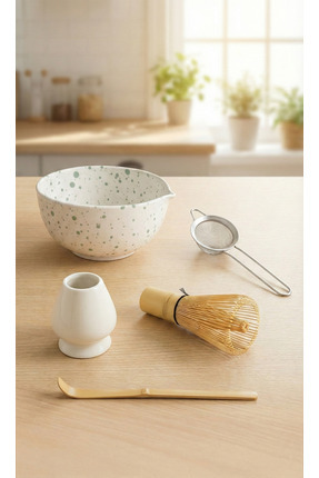 MATCHİVA 5 Parça Profesyonel Matcha Hazırlama Seti - Çelik Süzgeç, Bambu Çırp...