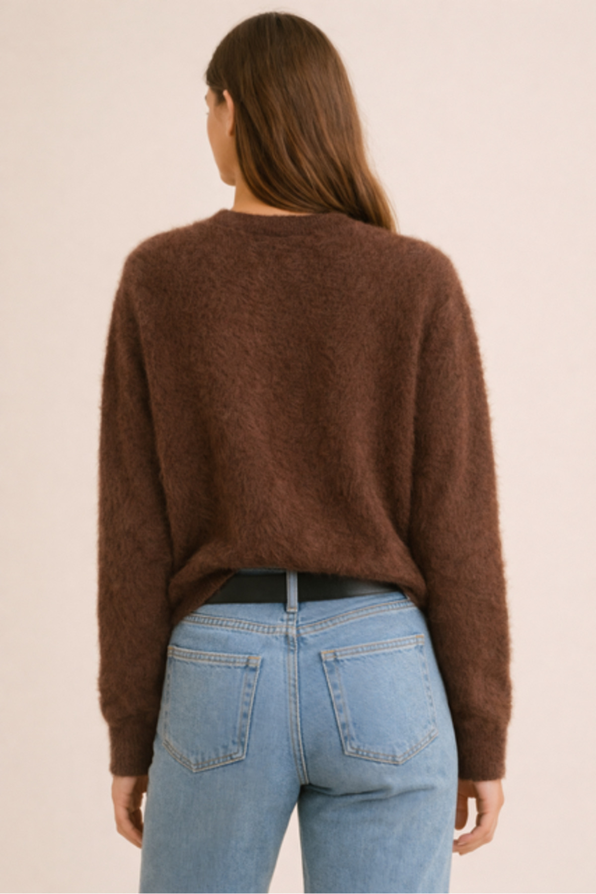 Kadın Vita-253 Saknur Yumuşak Dokulu Triko Kazak Kahverengi